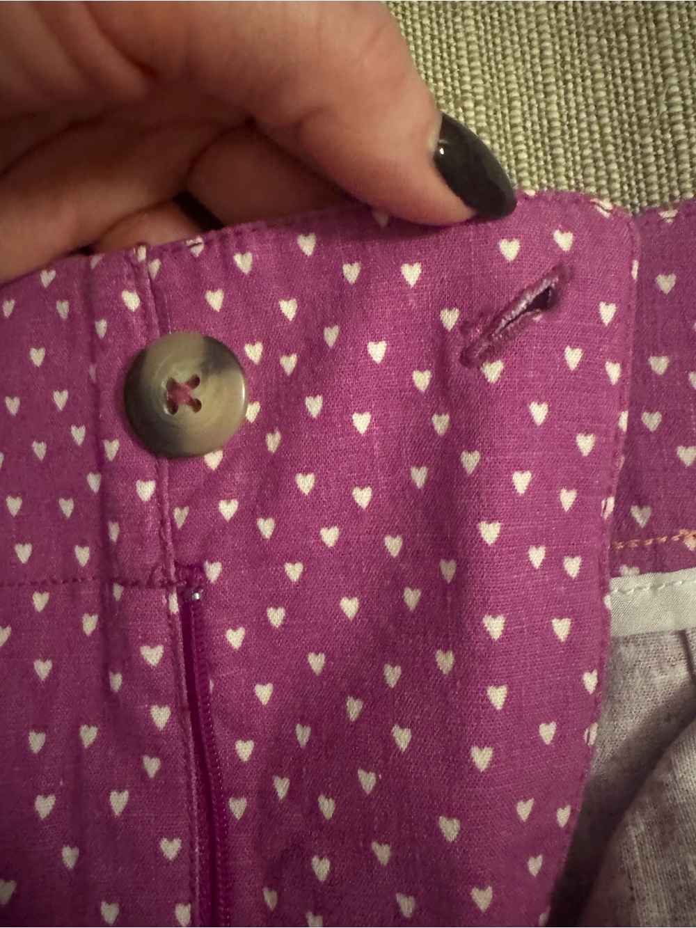 NWOT Anthropologie Maeve Colette Short in Purple with White Heart Print - Picture 3 of 10